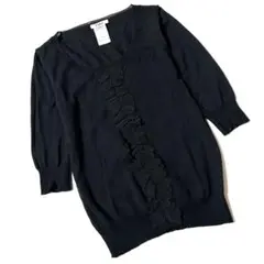 【美品】クロエ　五分袖　ニット　フリル　ウール×シルク×カシミヤ　イタリア製　黒のサムネイル