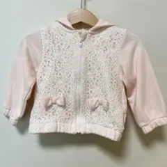 コムサイズム　フード付きパーカー　レース　ピンク　リボン　80cm