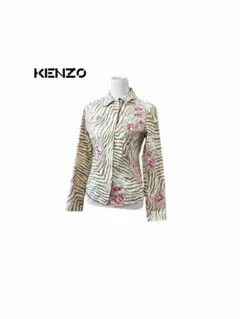 KENZO ケンゾージーンズ ゼブラ柄 花柄 長袖 襟シャツ ジャケットのサムネイル