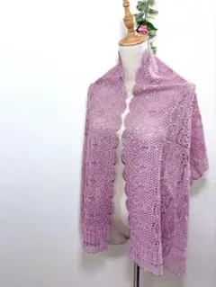 [極美品]レースストール❤️花柄　ピンク