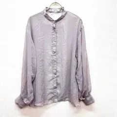 ✨美品✨ ナチュラルクチュール 【F】バンドカラーブラウス シンプル 透け感 紫