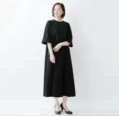 新品★kaene カエン★Aライン 切替 ワンピース★ブラック フォーマル★40