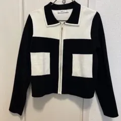 ZARA モノトーンコントラストニットジャケット