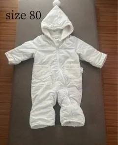 【白/星柄】ロンパース サイズ80 雪遊び カバーオール ジャンプスーツ