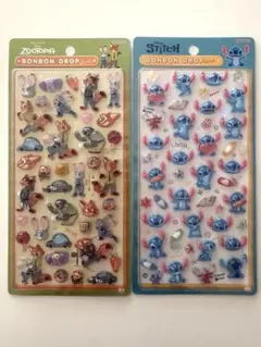 ボンボンドロップシール☆ズートピア　スティッチらくがき　２種セット