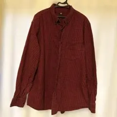 ユニクロ　赤と黒　チェック柄　長袖シャツ　メンズ　ＸＬサイズ