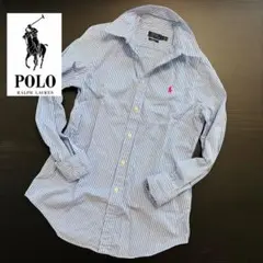 ポロラルフローレン　ストライプ長袖シャツ　ポニー刺繍