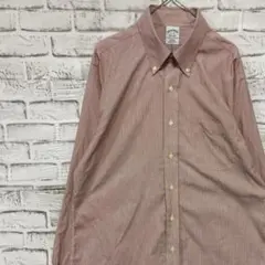 ブルックスブラザーズ長袖シャツ！ストライプ　レッドL 0423