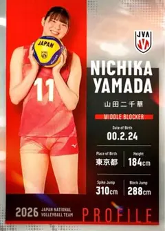 山田二千華 レギュラーカード 44 バレーボール 女子日本代表 トレカ