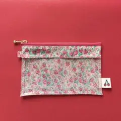 再販♥︎︎リバティアシュテッドフレーズ ラミネート生地クリアポーチ15cm