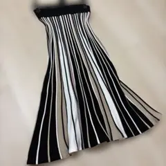 ストライプ柄 ニットプリーツロングスカートのサムネイル