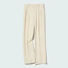 ユニクロ タックワイドパンツ ツータック クリーム　L 456116