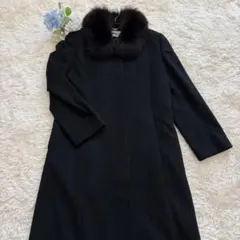 定価9万円 ベルタボーノ カシミヤ100% ロングコート　　フォックスファー　黒 カシミヤ100% BELTA BUONO ロングコート フォックスファー 黒 M - メルカリ