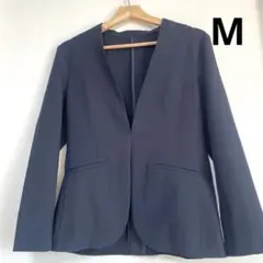 【anySiS】ネイビーノーカラージャケット　フロントフックM