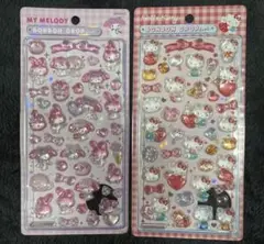 ハローキティ マイメロディ ボンボンドロップシール 2枚セットキティちゃん