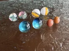 ガラスのピアスセット174サージカルステンレスシルバー