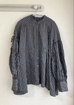 チェック長袖シャツ　〈グレー×ブラック〉