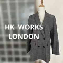【HK WORKS LONDON】グレー系チェック柄 ダブルブレストジャケット