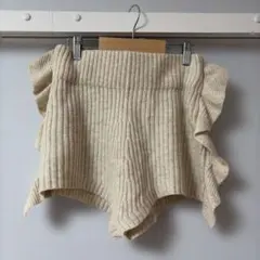 beams coutureフリル付き リブニット ショートパンツ アイボリーのサムネイル