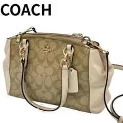 COACH コーチ シグネチャー 2way ショルダーバッグ ベージュ