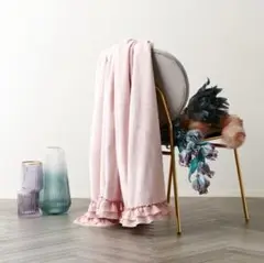【Francfranc/フランフラン】サテンフリルスロー ブランケット ひざ掛け