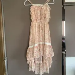 evelyn レースフリルティアードOP ワンピース ロングワンピース ピンク