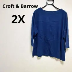 Croft & Barrow 【2X】 ネイビー 五分袖 Tシャツ