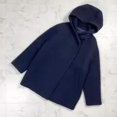 UNTITLED フード付コクーンコート 比翼 ブラック サイズS*MD557