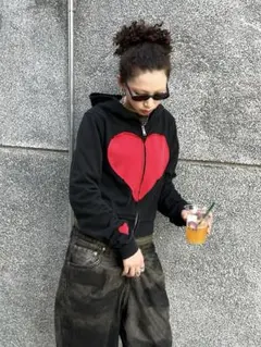 Y2K ハート柄 グランジフーディー broken heart Parker - メルカリ