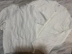 ユニクロ　ホワイトケーブルニット アンサンブルセット
