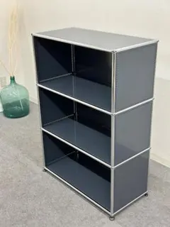 ほぼ未使用■USMハラー■キャビネット 1列3段　スティールブルー　鍵なし　紺色 ほぼ未使用品□USM/ハラーシステム□キャビネット 1列3段