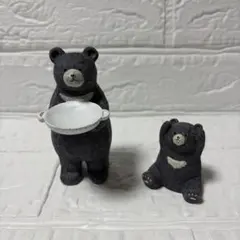 ナチュラルキッチン　お手伝いクマ親子の置物 2点セット