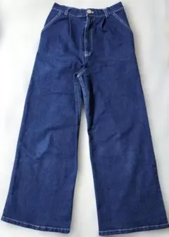 ストレッチ　ストレートワイドデニムパンツ