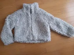 グレー ファー風 ジップアップジャケット