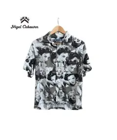 ★ ナイジェルケーボン　マリリンモンロー　総柄　開襟　ボタンダウン　シャツ　半袖