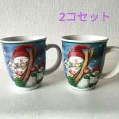 雪だるまデザイン マグカップ 2個セット