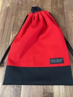 ハンドメイド　体操着袋　レッド　ブラック