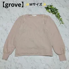 【grove 】ベージュ ニットキャミソール付きアンサンブル長袖（М）