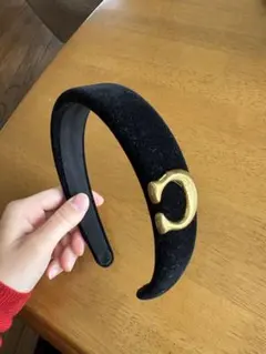 黒 ベロア素材カチューシャ