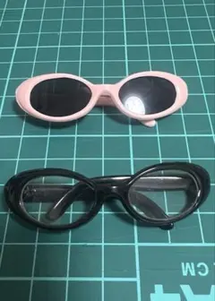 【未使用】ぬいぐるみ用サングラス2つセット　6.5cm ピンク、クリア