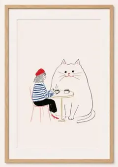 ＜カフェでくつろぐ巨大猫＞ 現代アート
