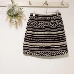 ナイスクラップ ノルディック ジャガードニットスカート ミニスカ 総柄 F