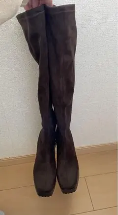 ロングブーツ ニーハイブーツ ブラウン 厚底