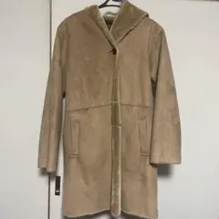ベージュ ムートンコート フード付き