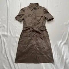 【美品】INED イネド トレンチ風 シャツワンピース カーキ 7号 日本製