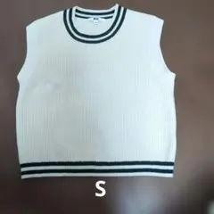 UNIQLO リブ編み ニットベスト アイボリーS
