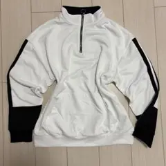 SHEIN M ハーフジップ トレーナー ホワイト/ブラック