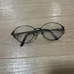 ブラックメタル ラウンドメガネ 装飾付き
