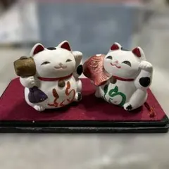 초대 고양이 길 기물 土鈴 2 마리 세트
