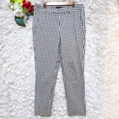 美品【イネド】ギンガムチェックパンツ(9 M)ストレッチ テーパードパンツのサムネイル